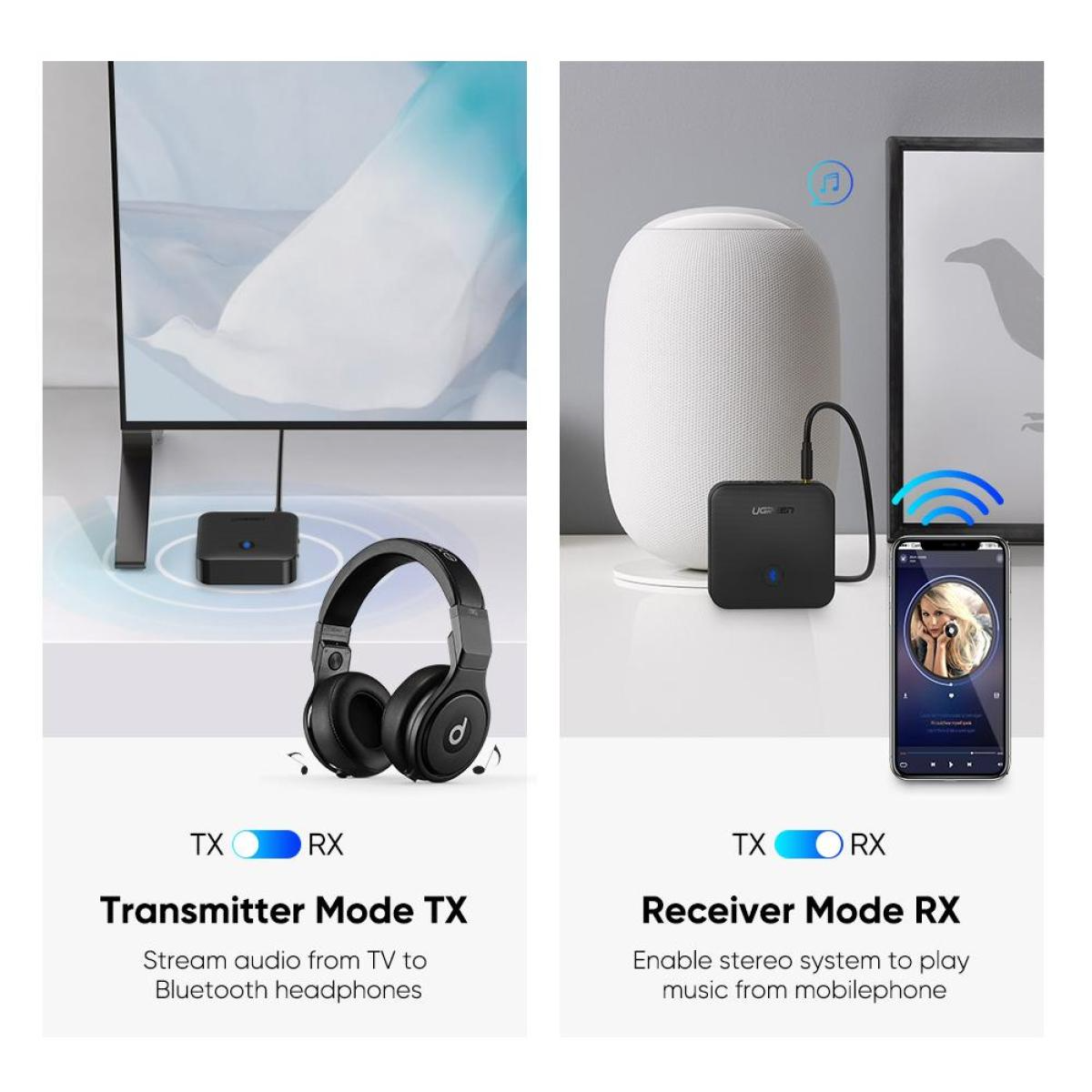 UGREEN CM144 2-in-1 aptX Bluetooth 5.0 Transmitter UGREEN CM144 2-in-1 aptX Bluetooth 5.0 Transmitter